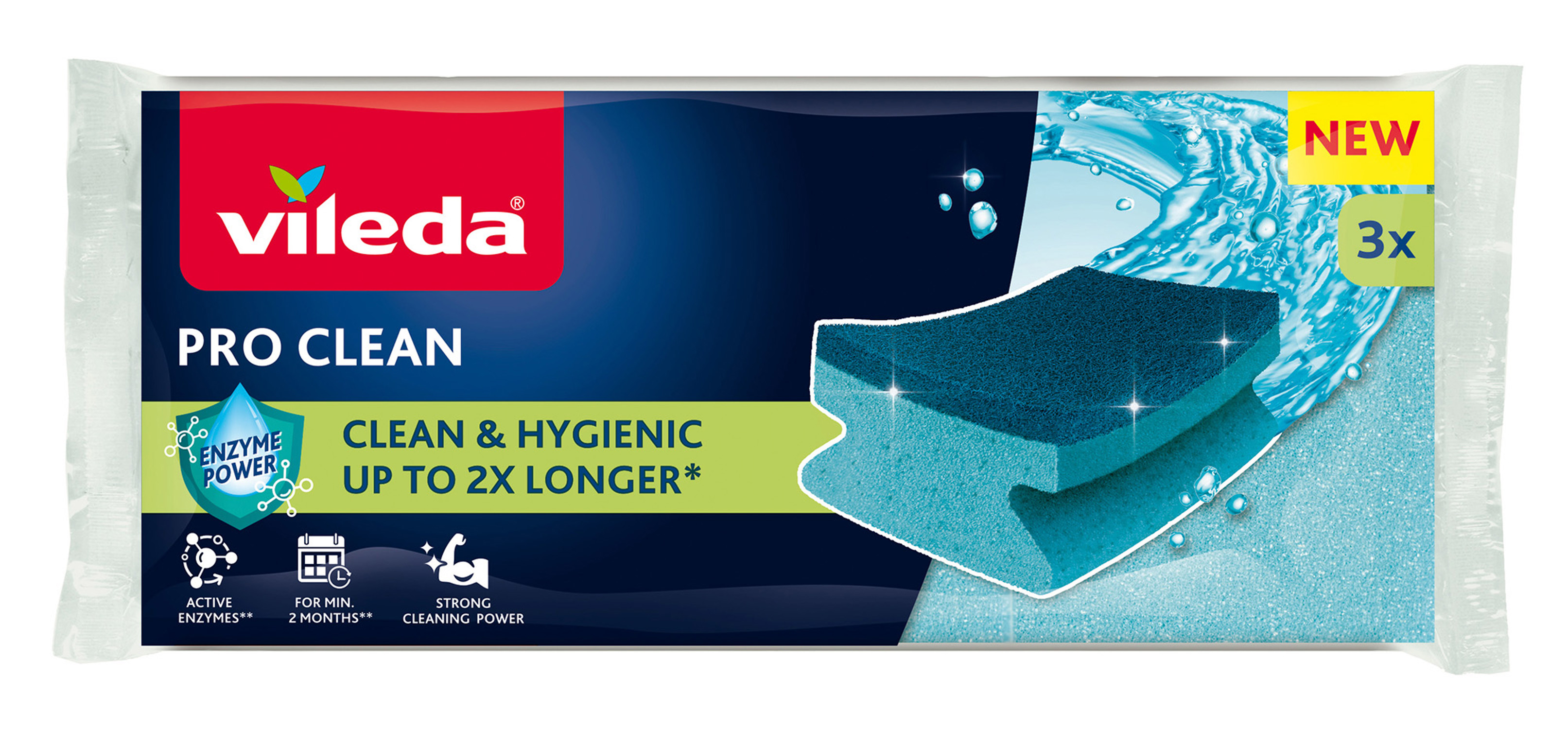 Vileda Pro Clean Svamp M Greb 3 stk